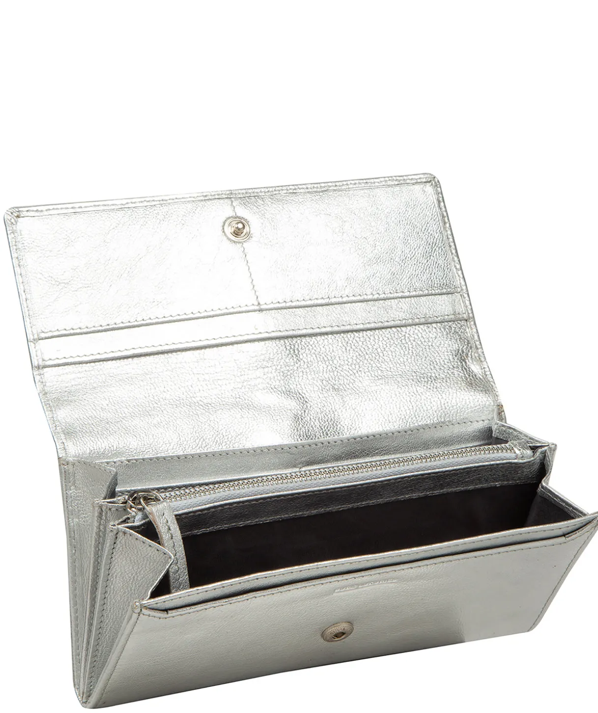 Harriet' Metallic Silver Leather Purse