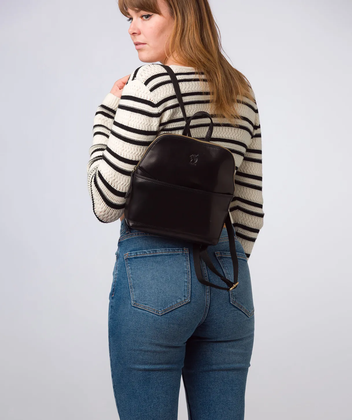 Hollis' Black Leather Backpack