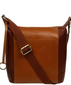 Indigo' Conker Brown & Dark Tan Leather Shoulder Bag