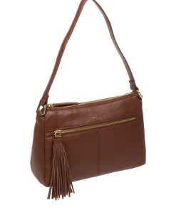 Isabella' Dark Tan Nappa Leather Grab Bag