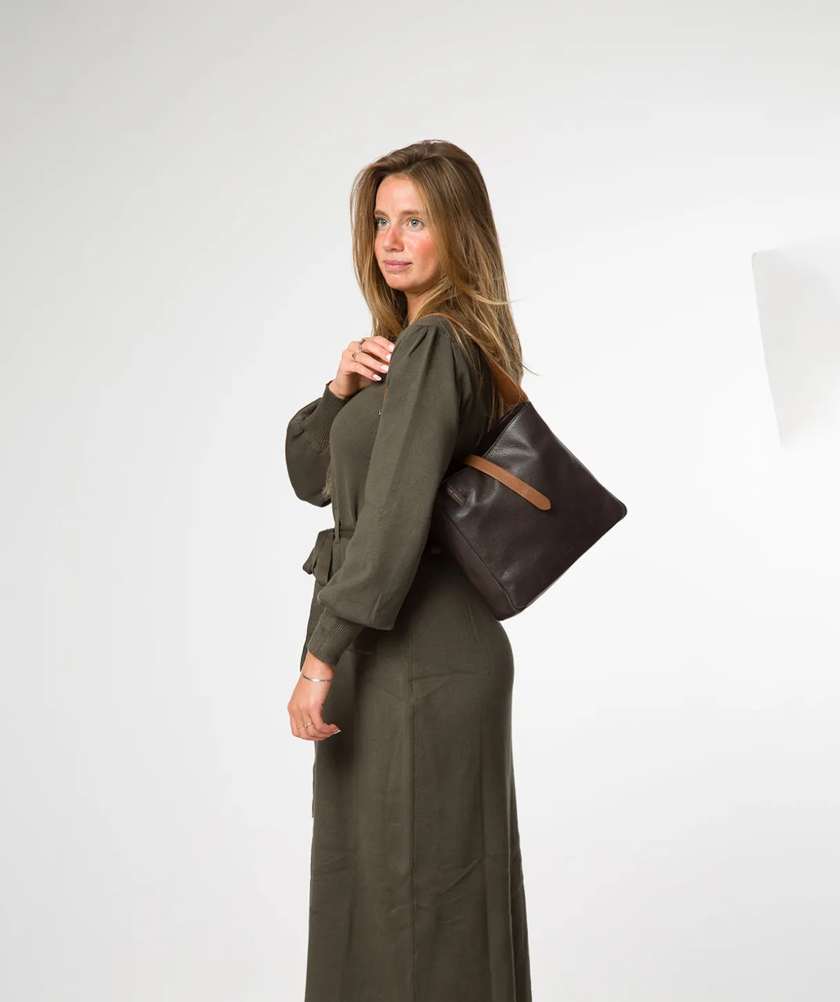 Isola' Espresso & Rich Tan Leather Tote Bag