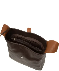Isola' Espresso & Rich Tan Leather Tote Bag