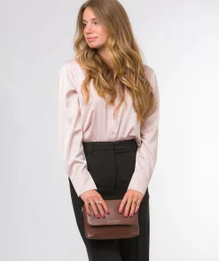 Jazmine' Dark Tan Nappa Leather Grab Clutch Bag