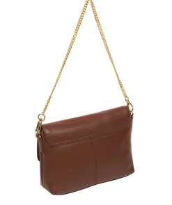 Jazmine' Dark Tan Nappa Leather Grab Clutch Bag