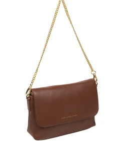 Jazmine' Dark Tan Nappa Leather Grab Clutch Bag