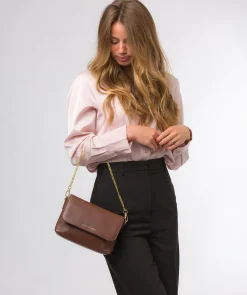 Jazmine' Dark Tan Nappa Leather Grab Clutch Bag