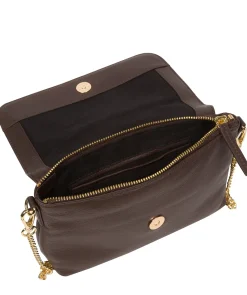Jazmine' Hot Fudge Nappa Leather Grab Clutch Bag