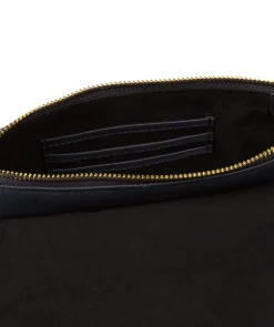 Jazmine' Navy Nappa Leather Grab Clutch Bag