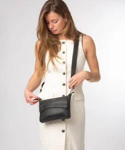Jessamine' Black Leather Cross Body Bag