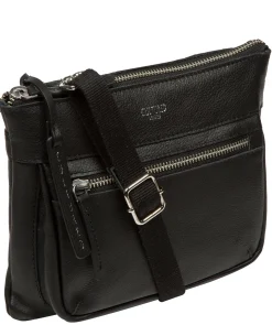 Kaia' Black Leather Cross Body Bag
