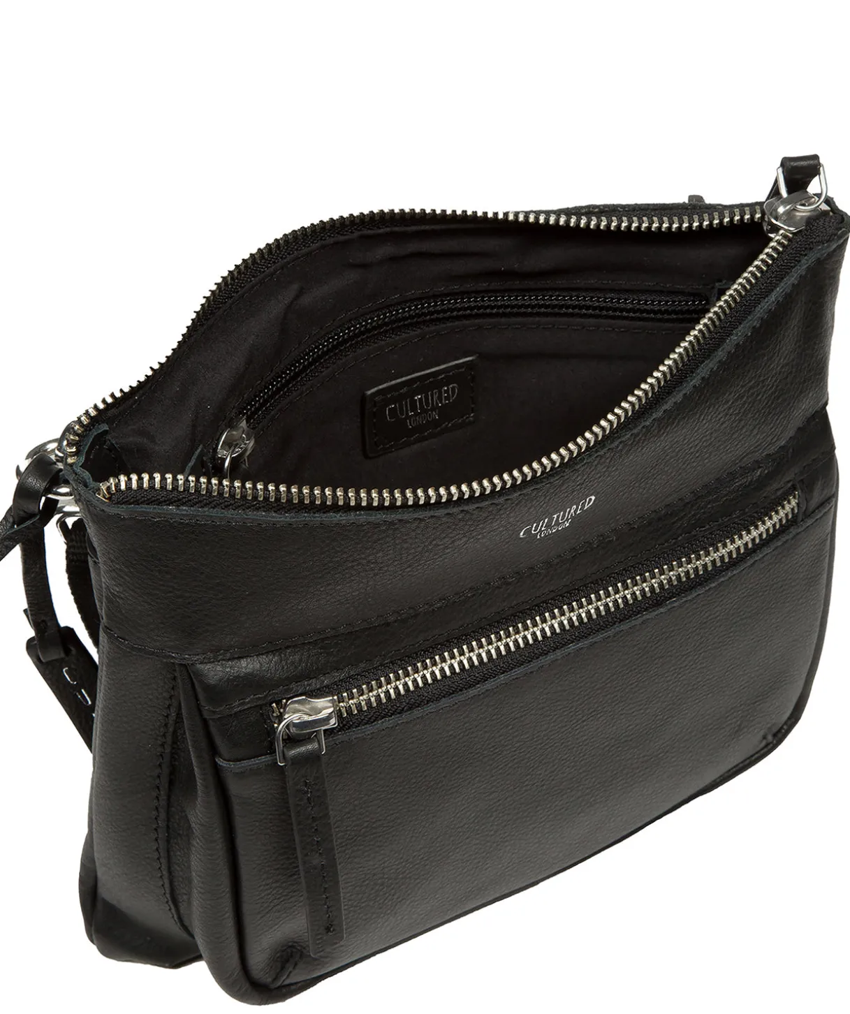 Kaia' Black Leather Cross Body Bag