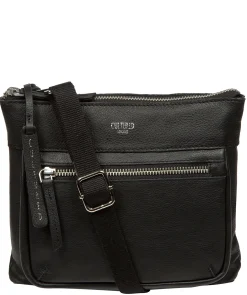 Kaia' Black Leather Cross Body Bag