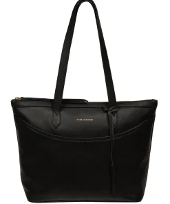 Katya' Black Leather Tote Bag