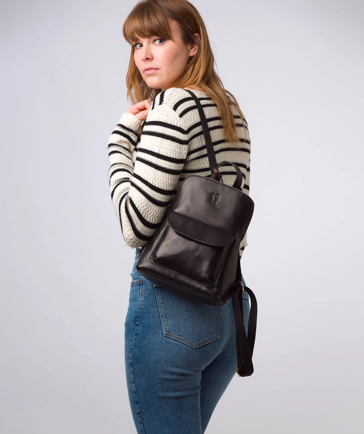 Kerrie' Black Leather Backpack