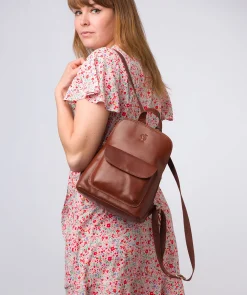 Kerrie' Conker Brown Leather Backpack