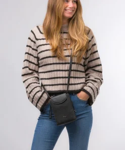 Kiana' Black Nappa Leather Cross Body Phone Bag