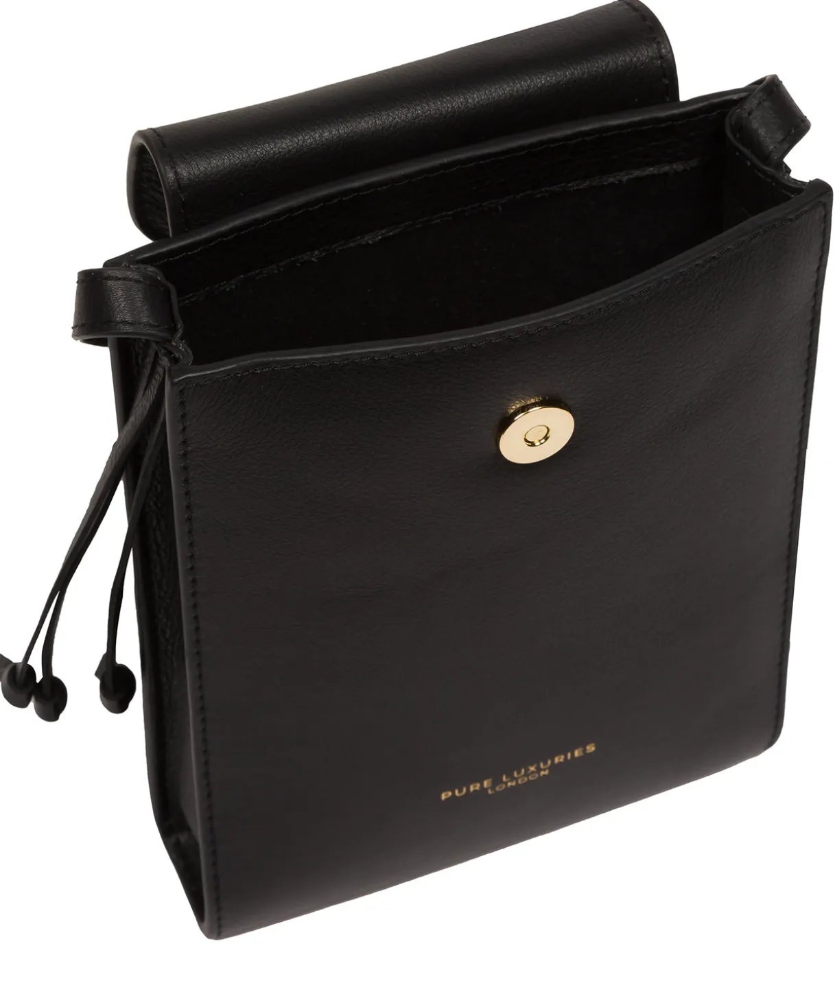 Kiana' Black Nappa Leather Cross Body Phone Bag