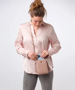 Kiana' Blush Pink Nappa Leather Cross Body Phone Bag
