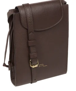 Kiana' Hot Fudge Nappa Leather Cross Body Phone Bag