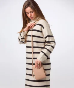 Kiana' Latte Nappa Leather Cross Body Phone Bag