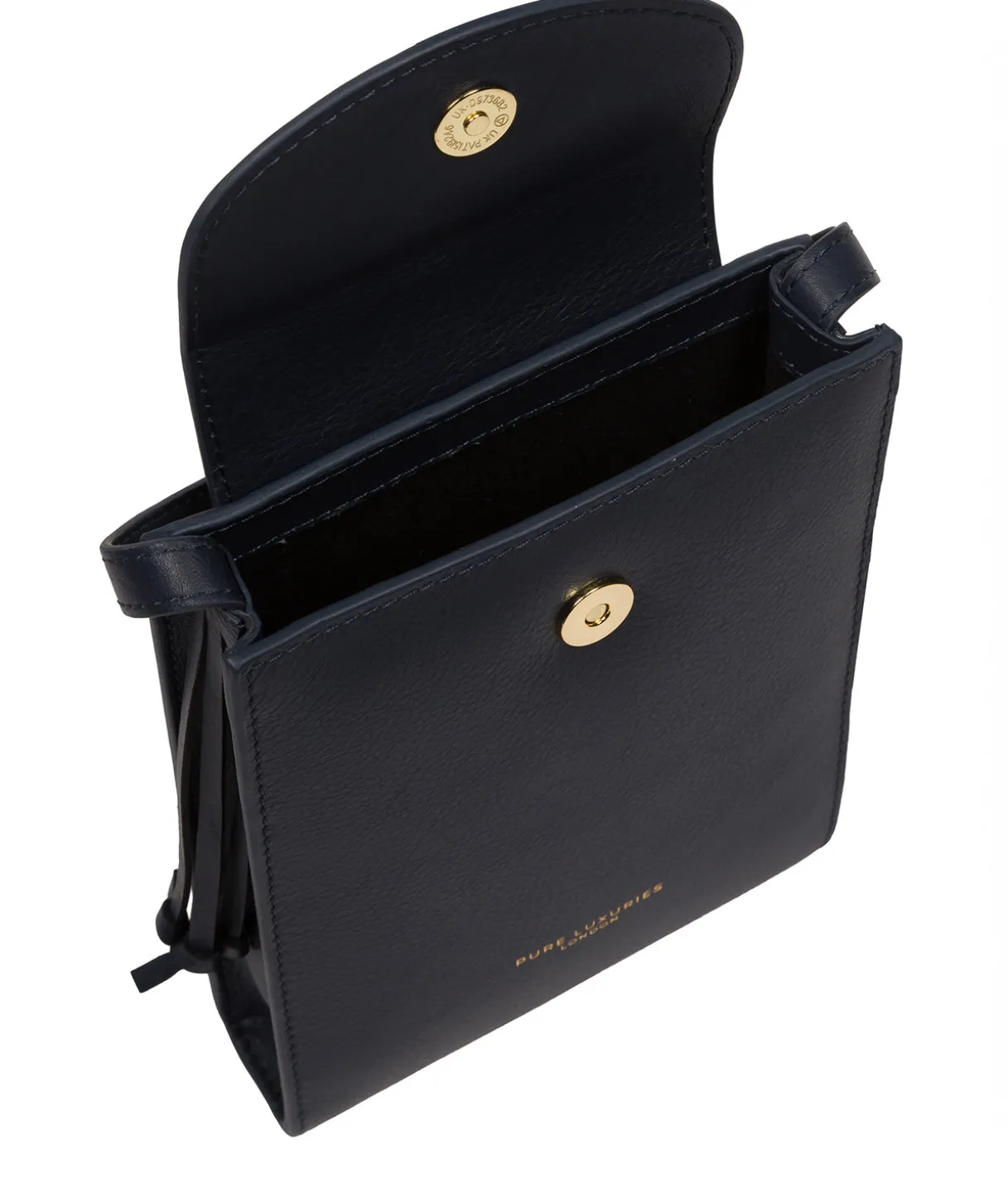 Kiana' Navy Nappa Leather Cross Body Phone Bag