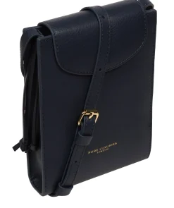 Kiana' Navy Nappa Leather Cross Body Phone Bag