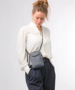 Kiana' Navy Nappa Leather Cross Body Phone Bag