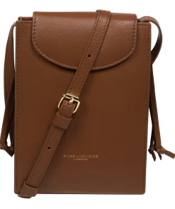 Kiana' Tan Nappa Leather Cross Body Phone Bag