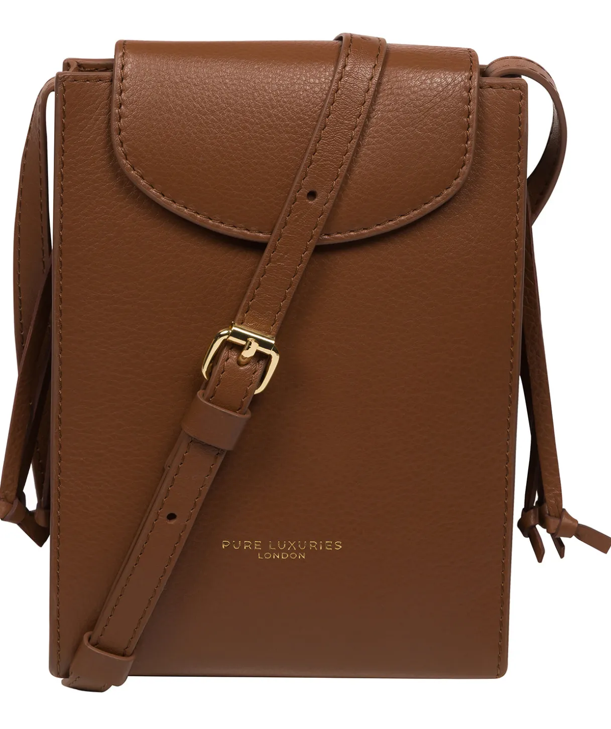 Kiana' Tan Nappa Leather Cross Body Phone Bag