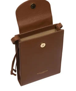 Kiana' Tan Nappa Leather Cross Body Phone Bag