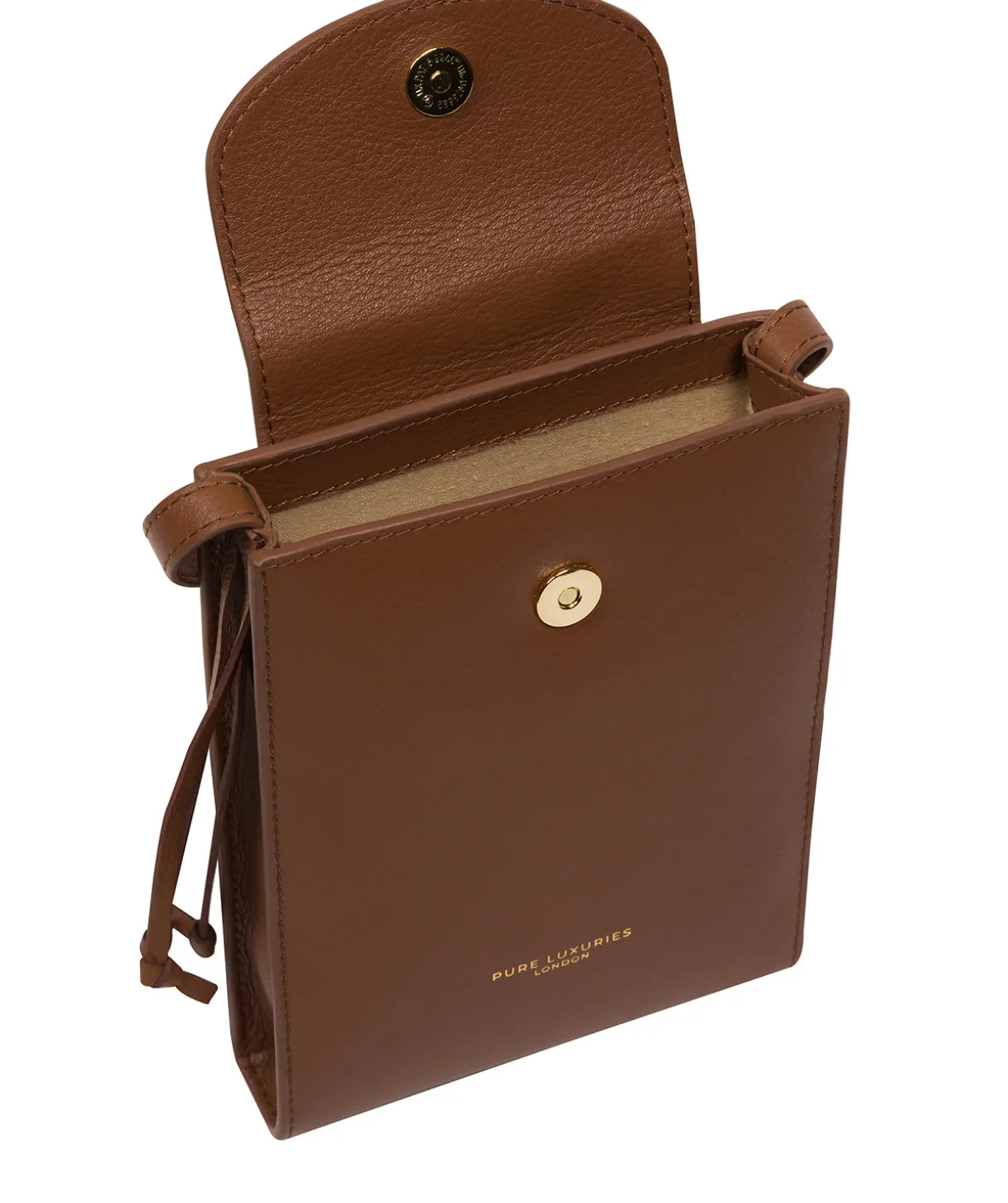 Kiana' Tan Nappa Leather Cross Body Phone Bag