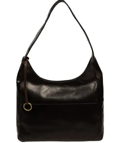 Kyra' Black Leather Tote Bag
