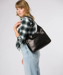 Kyra' Black Leather Tote Bag