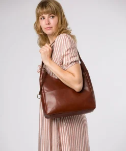 Kyra' Conker Brown Leather Tote Bag