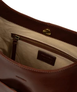 Kyra' Conker Brown Leather Tote Bag