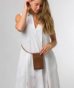 Lana' Chestnut Nappa Leather Cross Body Phone Bag