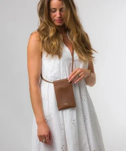 Lana' Chestnut Nappa Leather Cross Body Phone Bag