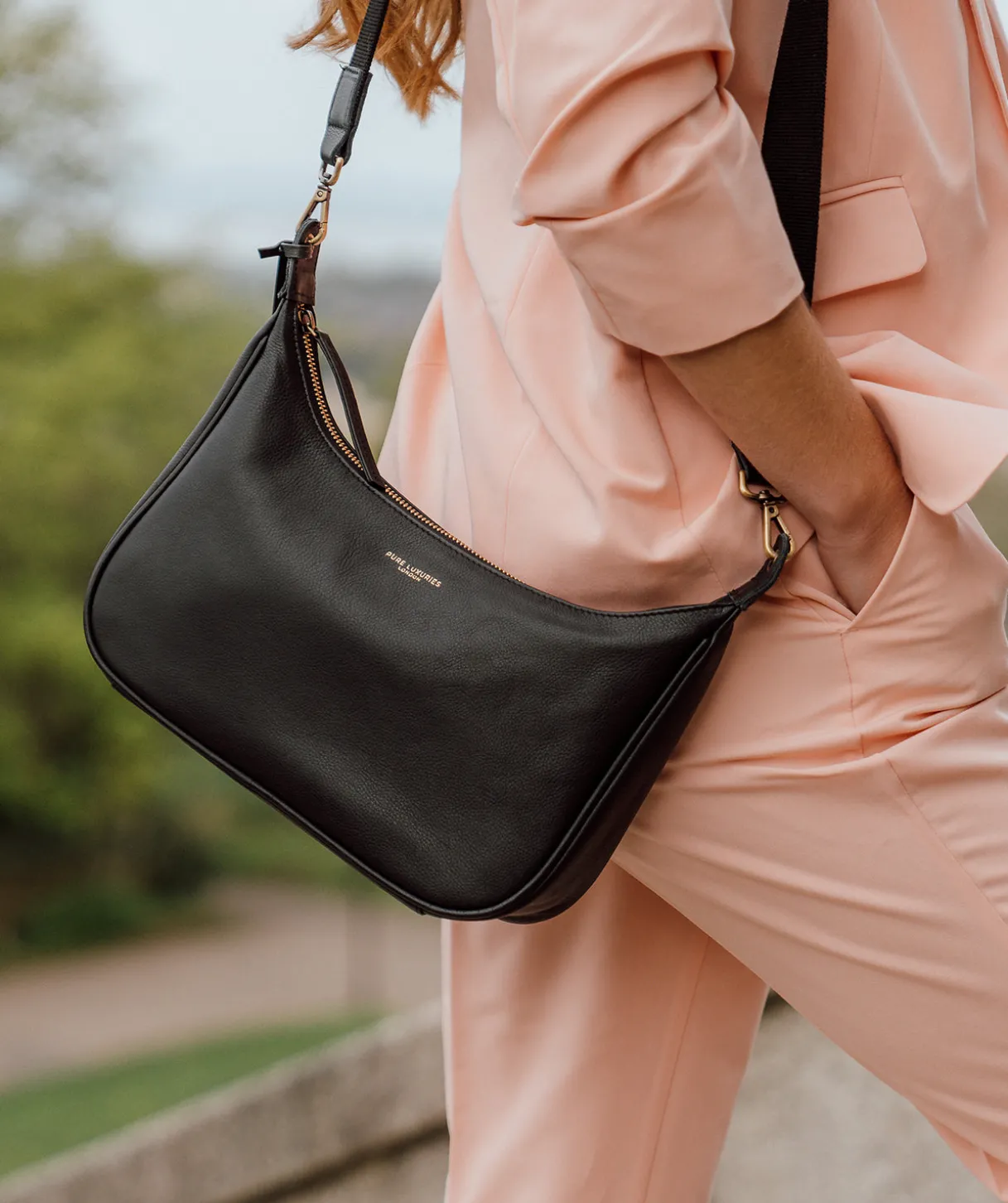 Lancaster' Black Leather Cross Body Bag