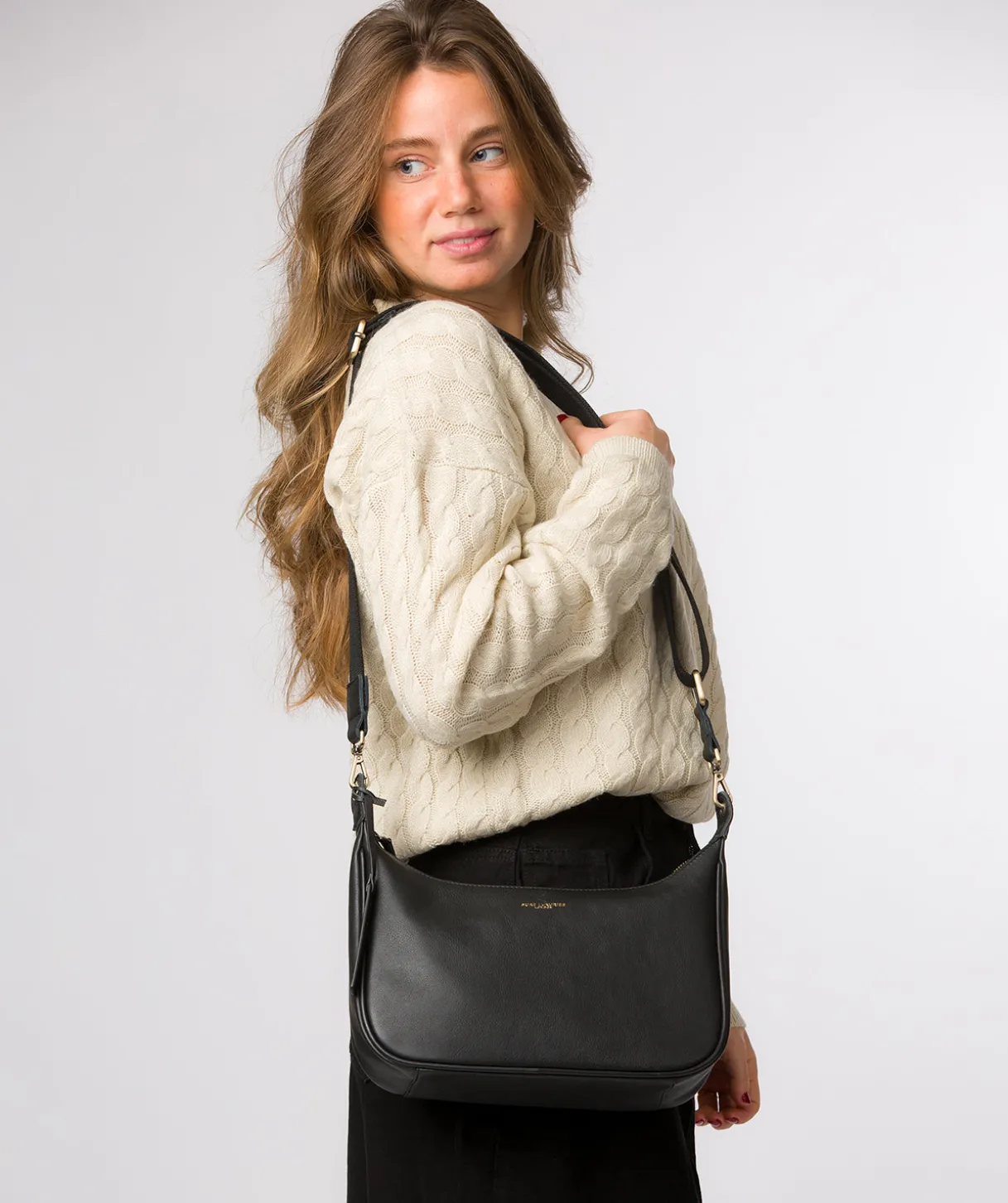 Lancaster' Black Leather Cross Body Bag