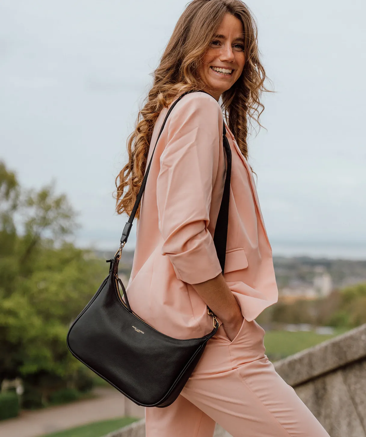 Lancaster' Black Leather Cross Body Bag