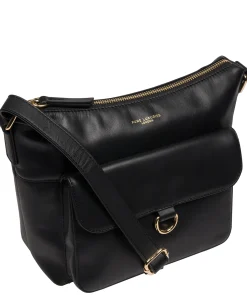 Laura' Black Leather Cross Body Bag
