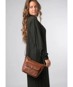 Laura' Caramel Leather Cross Body Bag