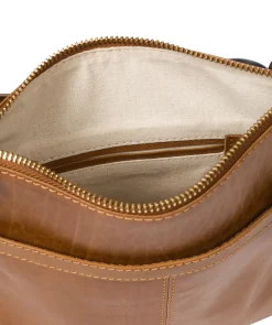 Lauryn' Dark Tan Leather Cross Body Bag