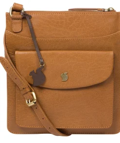 Lauryn' Dark Tan Leather Cross Body Bag
