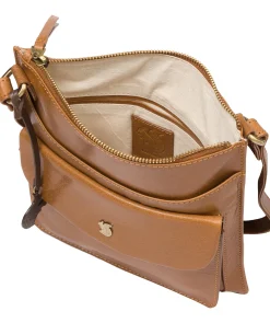 Lauryn' Dark Tan Leather Cross Body Bag