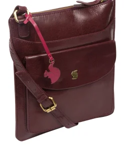 Lauryn' Plum Leather Cross Body Bag