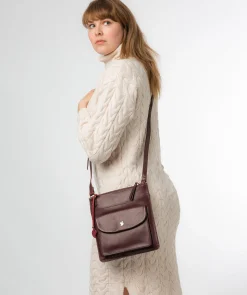 Lauryn' Plum Leather Cross Body Bag