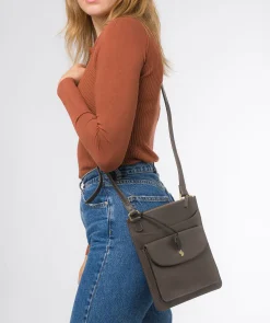 Lauryn' Slate Leather Cross Body Bag