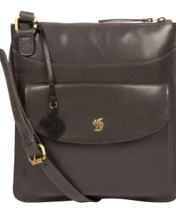 Lauryn' Slate Leather Cross Body Bag