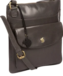 Lauryn' Slate Leather Cross Body Bag